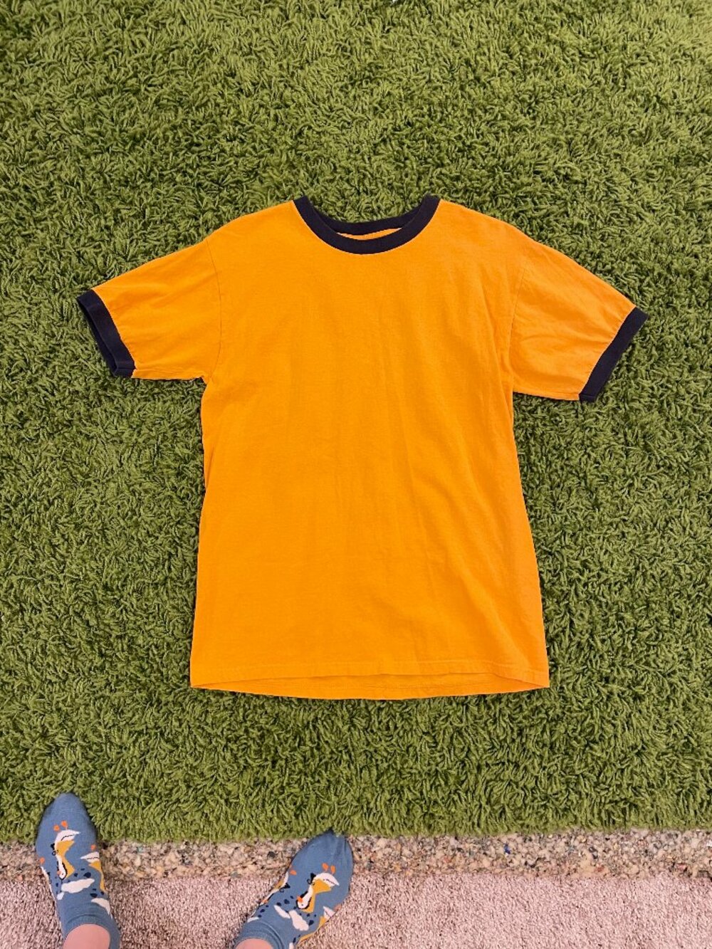 Vintage Yellow and Blue Graphite Sport Ringer Tee